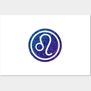 Blue Purple Glitter Zodiac - Leo Posters and Art